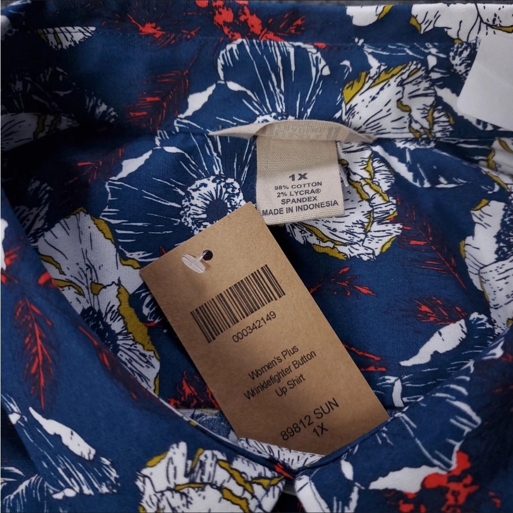 Duluth Wrinklefighter Floral Button Shirt Womens Plus Size 1X NWT - Picture 7 of 8